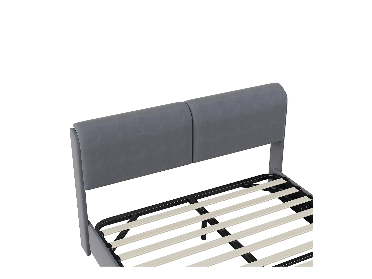 Stauraumbett 160x200cm, Doppelbett aus Samt mit Stauraumbox, LED, grau