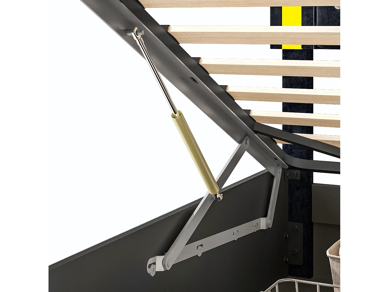 Lit coffre 140x200 cm en velours - avec LED et sommier à lattes - Lit double de rangement - Beige