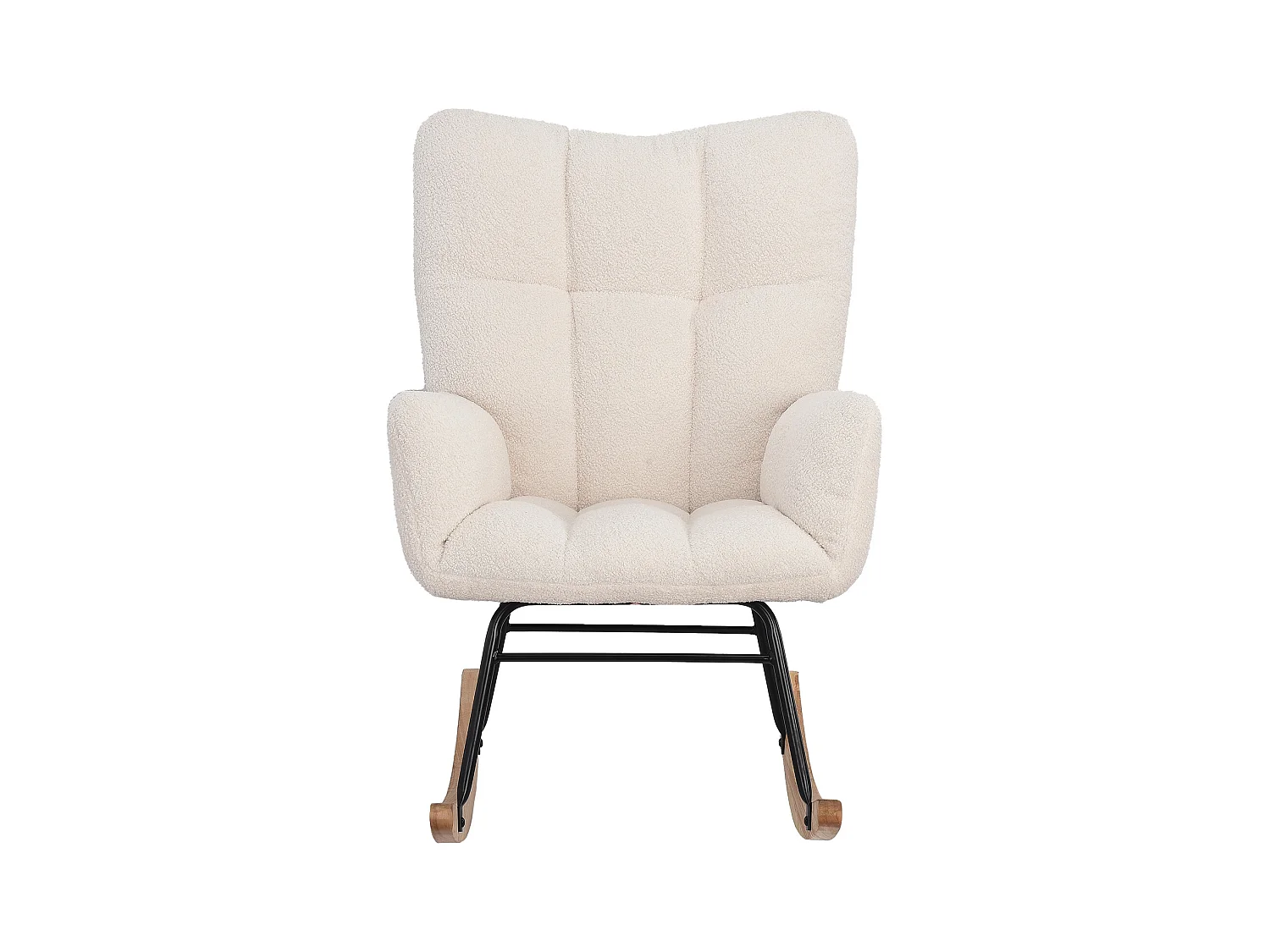 Fauteuil à bascule moderne en velours Teddy - Fauteuil à bascule avec accoudoirs, Blanc