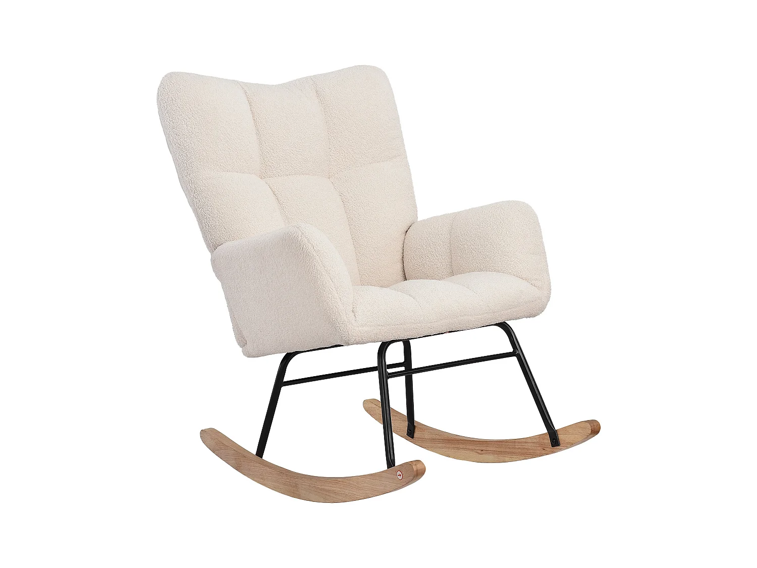 Fauteuil à bascule moderne en velours Teddy - Fauteuil à bascule avec accoudoirs, Blanc