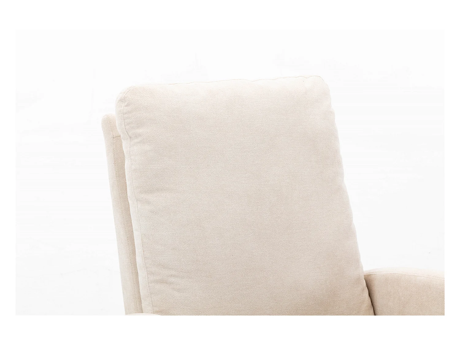 Fauteuil à Bascule - Rocking chair - Dossier Capitonné Pieds en Bois - Beige