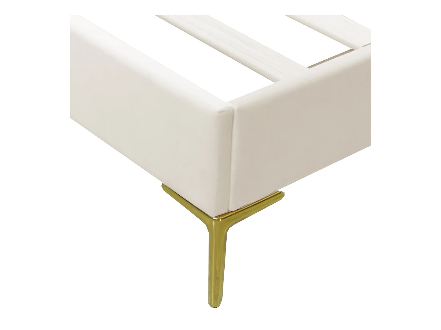 Lit double rembourré en velours - 140x200cm - tête de lit en forme de fleur - Beige