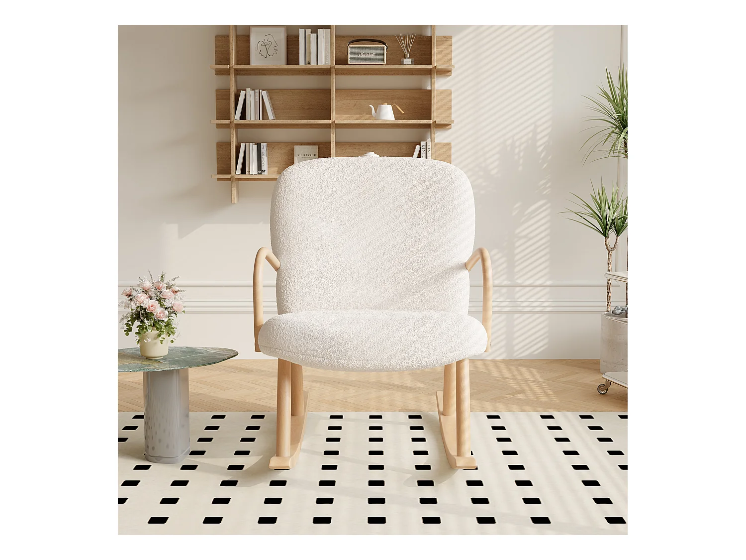 Fauteuil à bascule, fauteuil à bascule, Chaise à Bascule Rembourrée en Velours Teddy