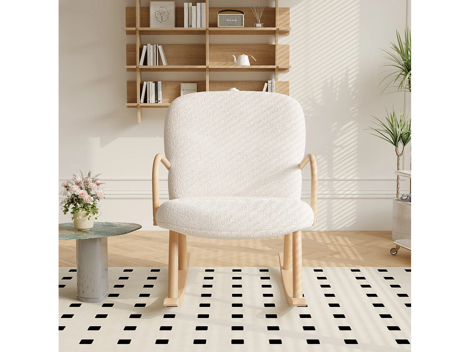 Fauteuil à bascule, fauteuil à bascule, Chaise à Bascule Rembourrée en Velours Teddy