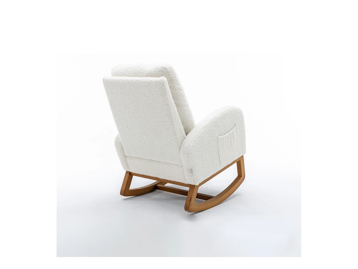 Fauteuil à Bascule - Rocking chair - Dossier Capitonné Pieds en Bois - Blanc