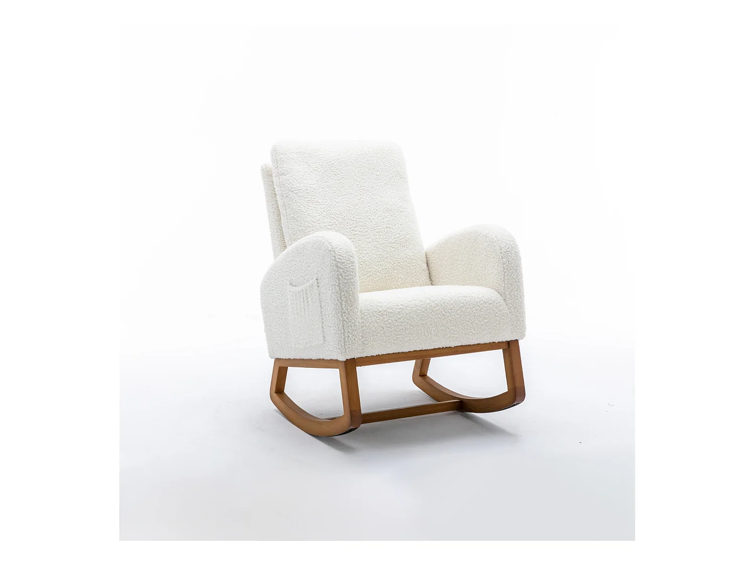 Fauteuil à Bascule - Rocking chair - Dossier Capitonné Pieds en Bois - Blanc