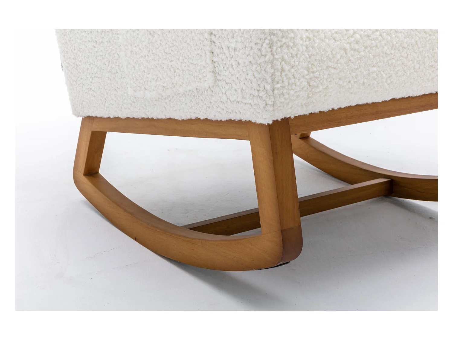 Fauteuil à Bascule - Rocking chair - Dossier Capitonné Pieds en Bois - Blanc