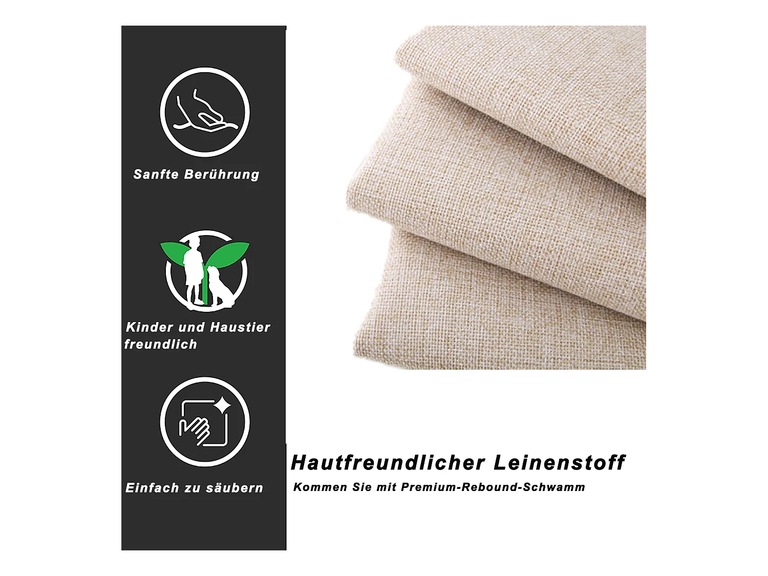 Lit coffre 90x200cm, lit capitonné d'enfant en lin, avec sommier à lattes et tête de lit, beige