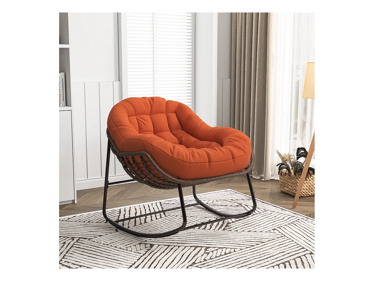 Schaukelstuhl - Übergroßer Schaukelstuhl - mit gepolsterter Sitzfläche, Orange