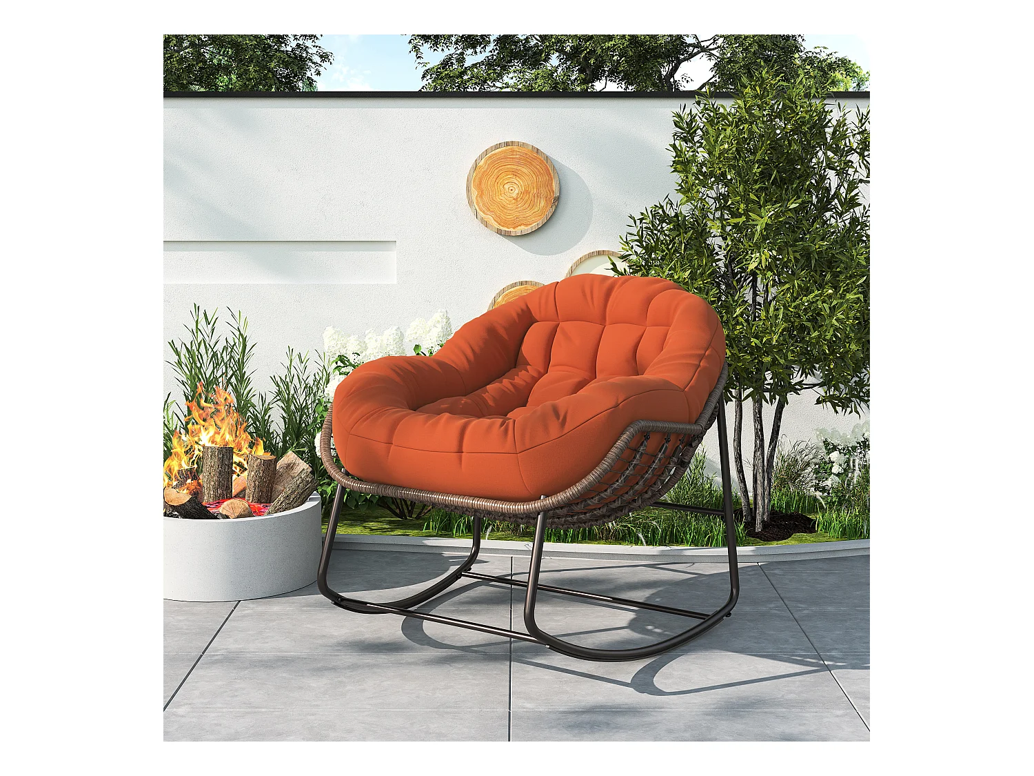 Schaukelstuhl - Übergroßer Schaukelstuhl - mit gepolsterter Sitzfläche, Orange
