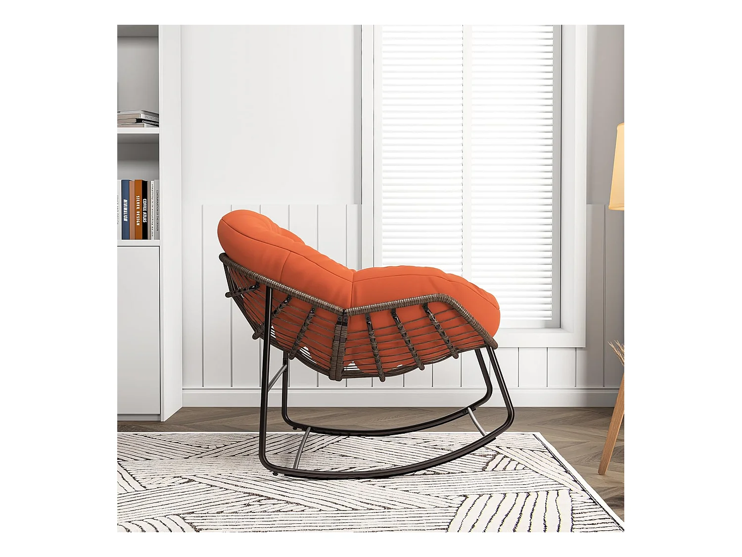 Schaukelstuhl - Übergroßer Schaukelstuhl - mit gepolsterter Sitzfläche, Orange