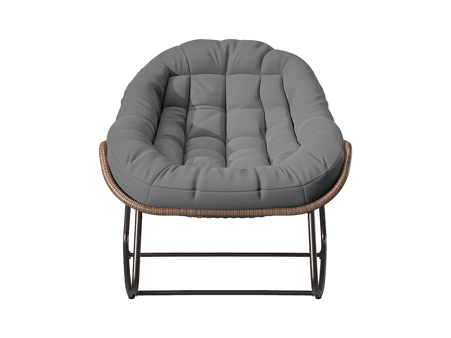 Schommelstoel - Oversized schommelstoel - met gestoffeerde zitting, grijs