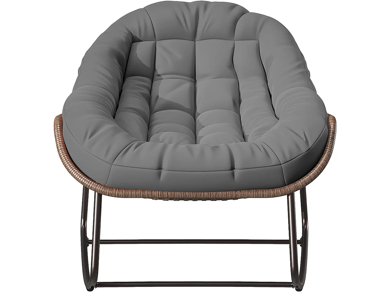 Schommelstoel - Oversized schommelstoel - met gestoffeerde zitting, grijs