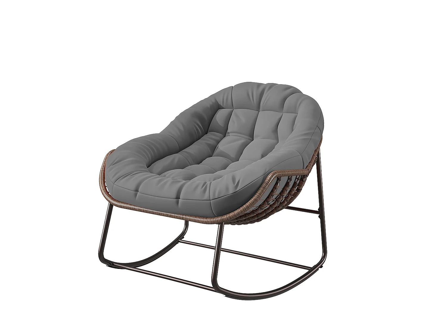 Schommelstoel - Oversized schommelstoel - met gestoffeerde zitting, grijs