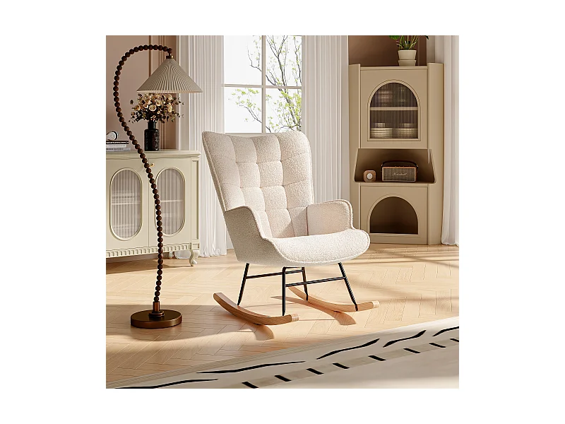 Schaukelstuhl für Erwachsene – Ergonomischer Schaukelstuhl für den Außenbereich – für das Wohnzimmer – Beige