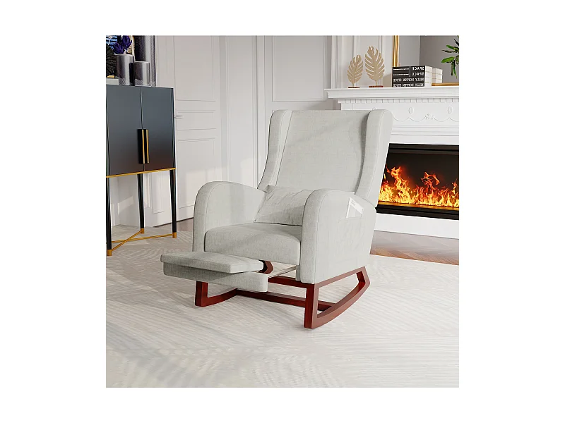 Schaukelstuhl, Schaukelstuhl - Stuhl mit einziehbaren Beinen - Grau