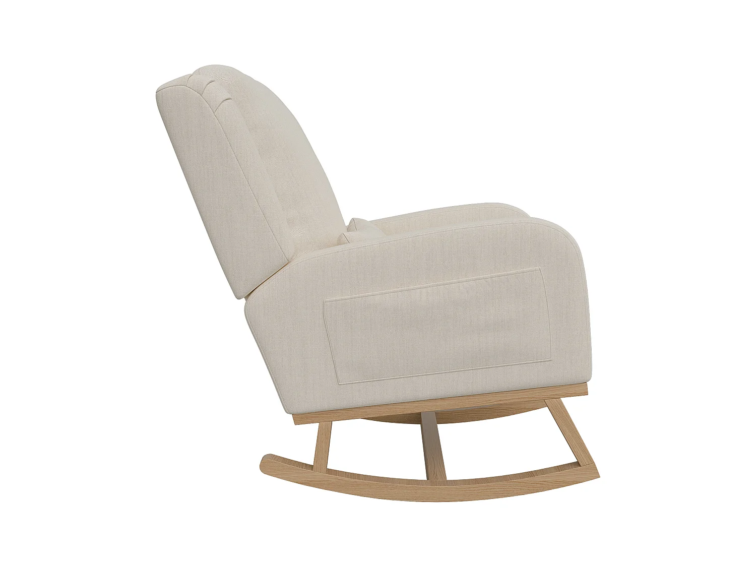 Schaukelstuhl, Relaxsessel mit Armlehnen, Leinenstoff, Beige