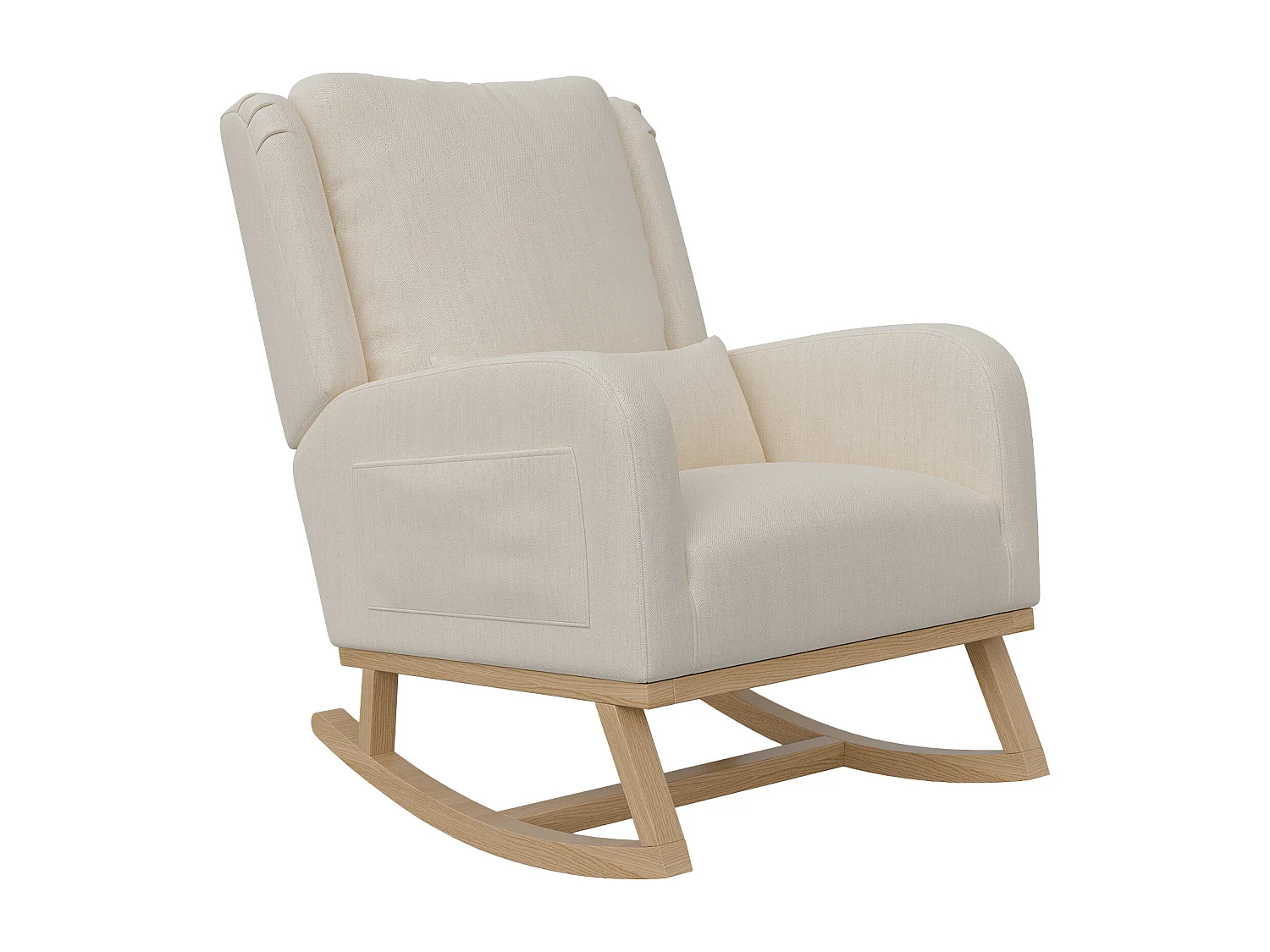 Fauteuil à Bascule, Fauteuil Relax Avec Accoudoirs, Tissu En Lin, Beige
