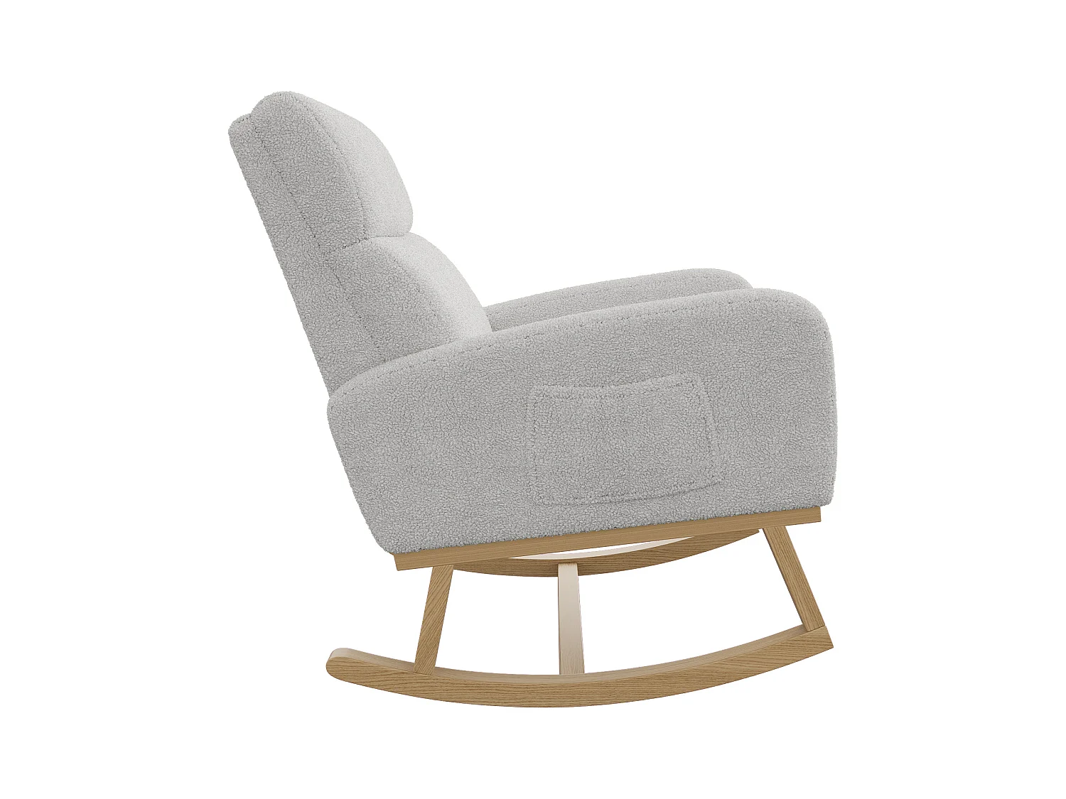 Fauteuil à Bascule, Fauteuil De Relaxation, Avec Poches Et Pieds En Bois,velours Teddy Gris