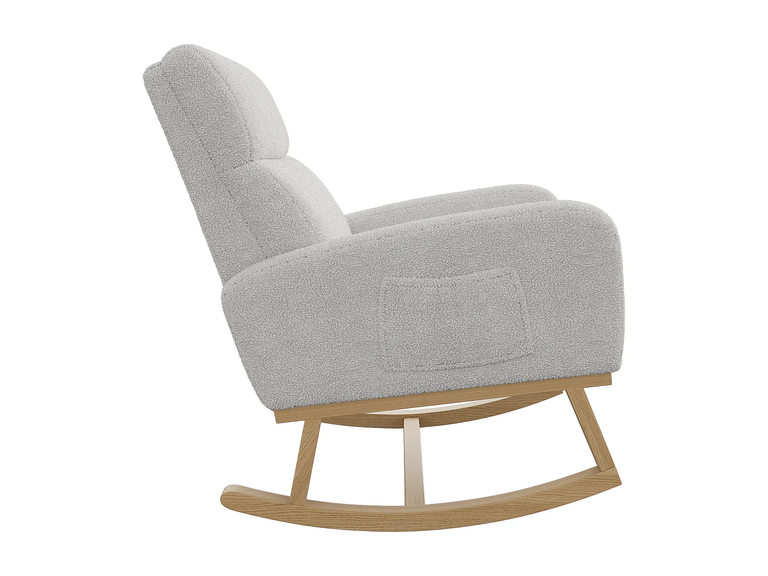 Fauteuil à Bascule, Fauteuil De Relaxation, Avec Poches Et Pieds En Bois,velours Teddy Gris