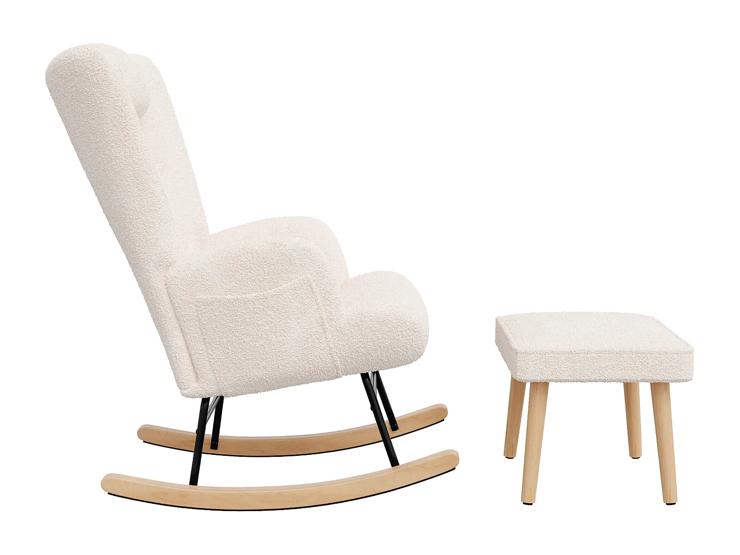 Fauteuil à bascule, fauteuil à bascule en peluche douce Teddy, appuie-tête et repose-pieds