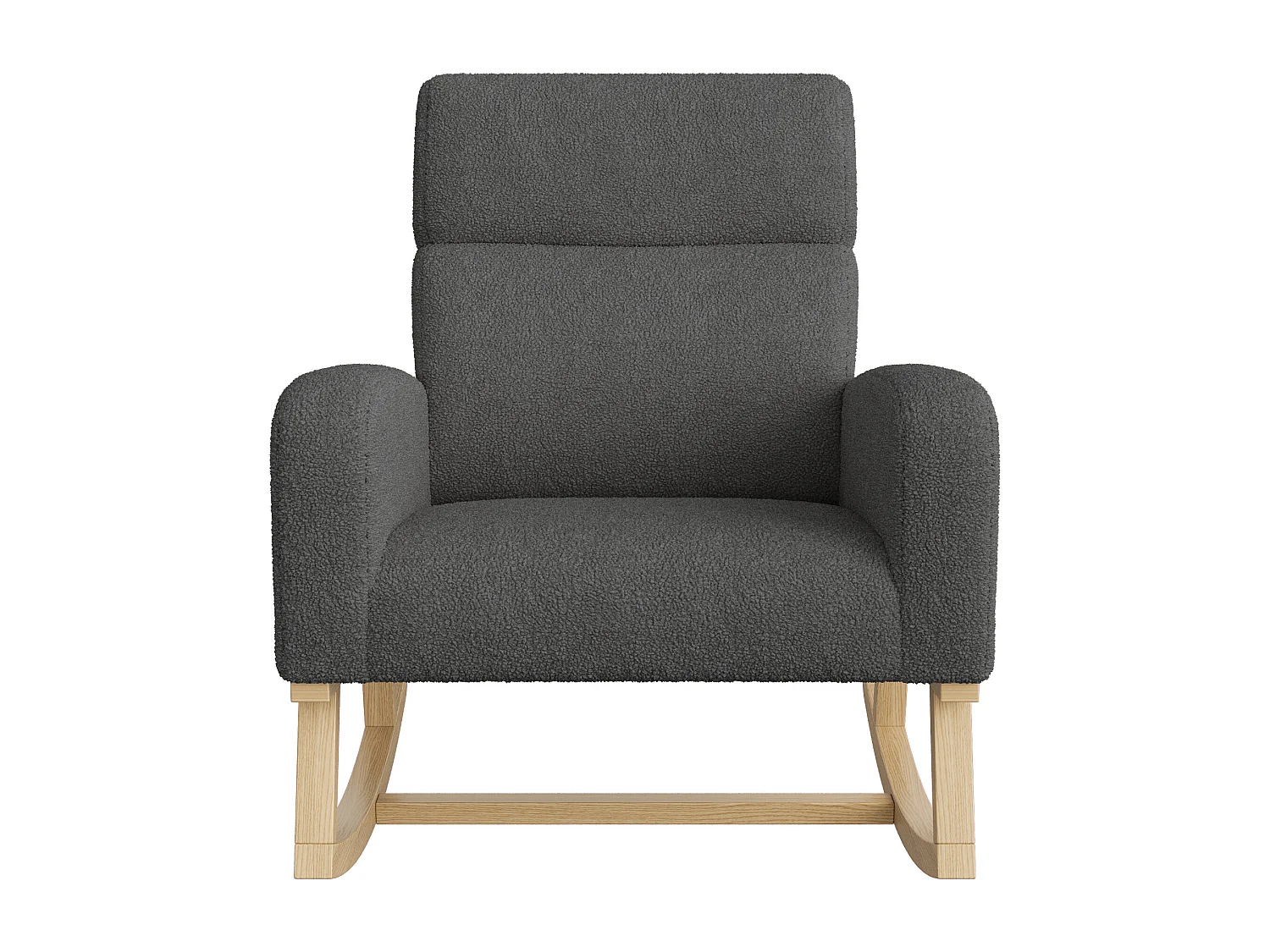 Fauteuil à Bascule, Fauteuil De Relaxation, Avec Poches Et Pieds En Bois,velours Teddy gris foncé