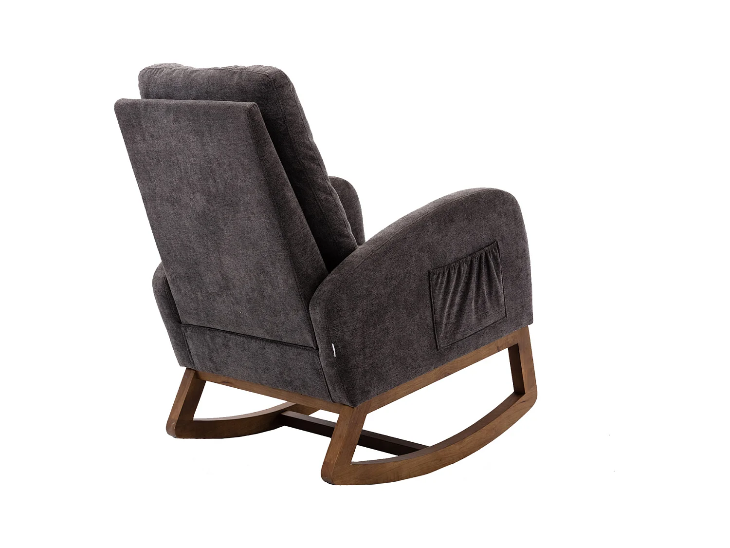 Fauteuil à Bascule - Rocking chair - Dossier Capitonné Pieds en Bois - Marron