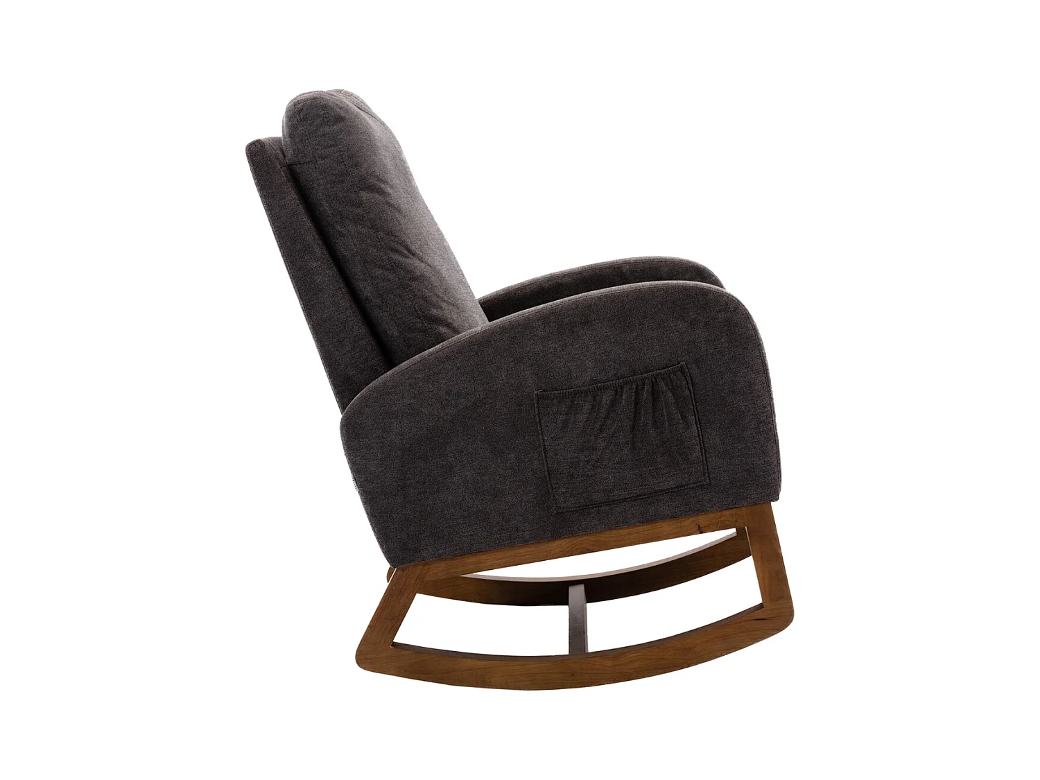 Fauteuil à Bascule - Rocking chair - Dossier Capitonné Pieds en Bois - Marron