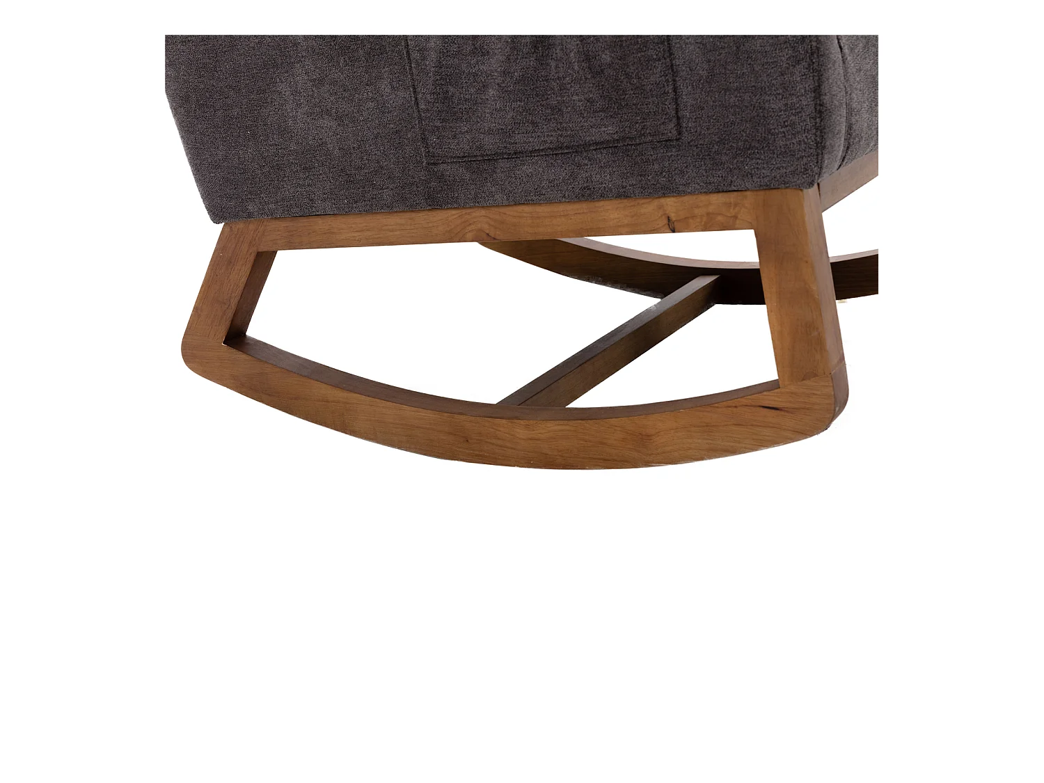 Fauteuil à Bascule - Rocking chair - Dossier Capitonné Pieds en Bois - Marron