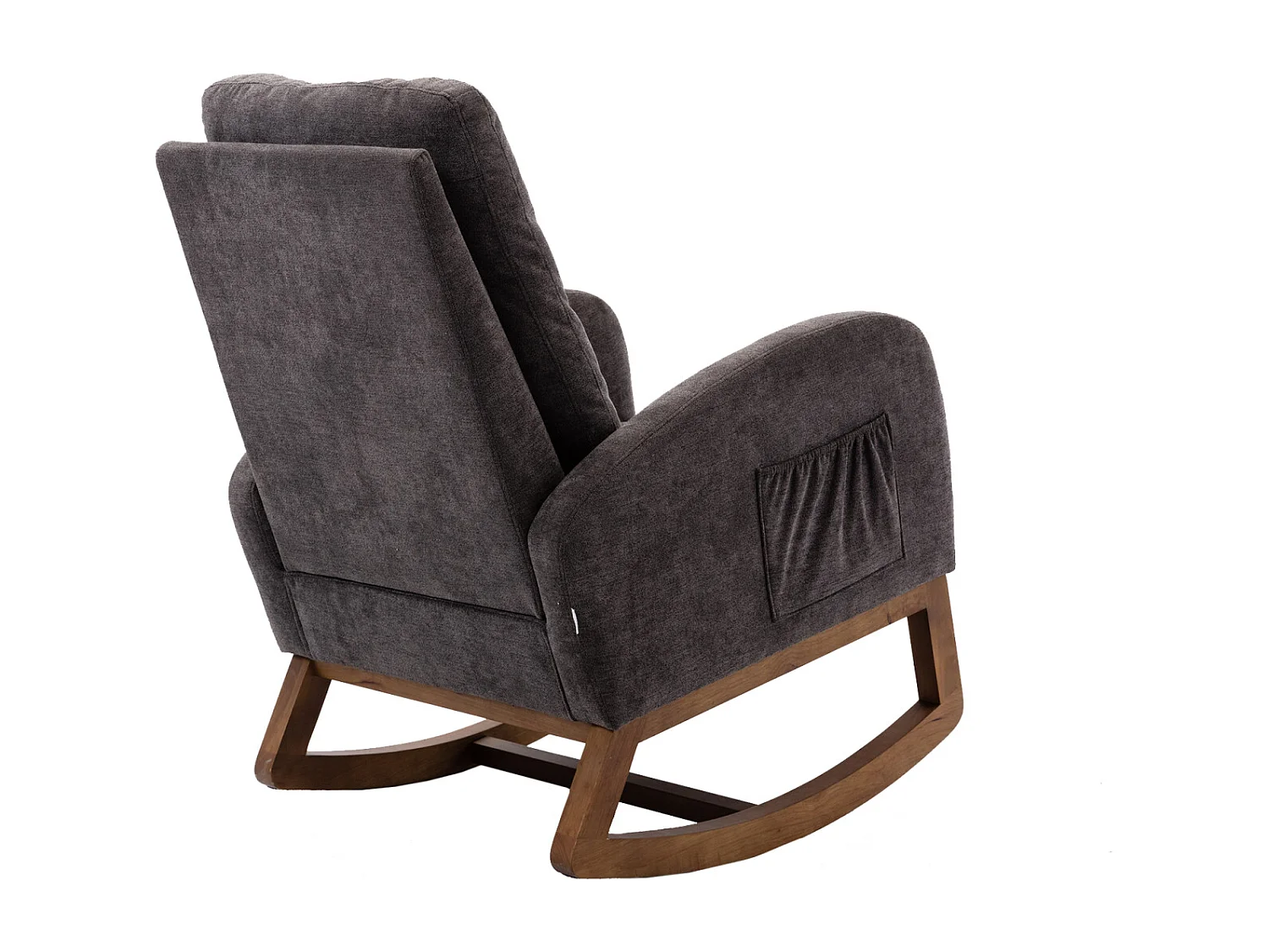 Schaukelstuhl - Gepolsterte Rückenlehne - Holzbeine - Braun