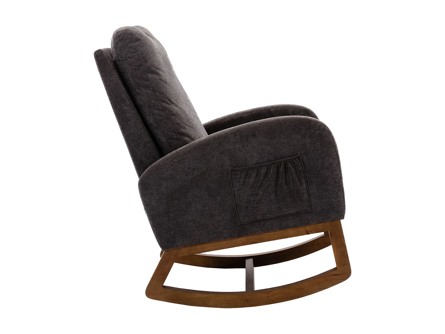 Schaukelstuhl - Gepolsterte Rückenlehne - Holzbeine - Braun