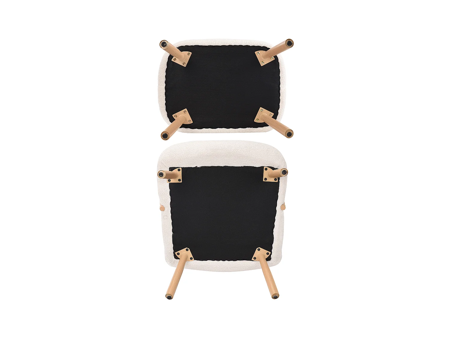 Skandinavischer Sessel, Polsterung aus Kaschmirimitat mit Fußstütze, Beige