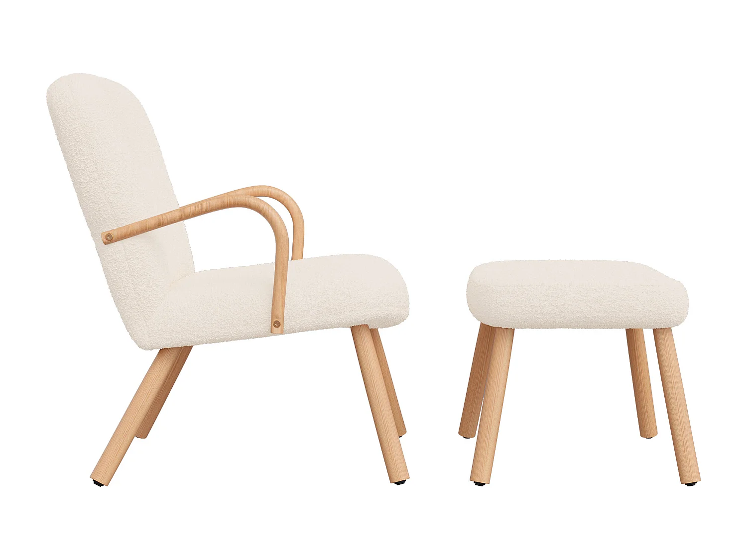 Fauteuil scandinave, revêtement en Imitation Cachemire avec repose-pied, Beige