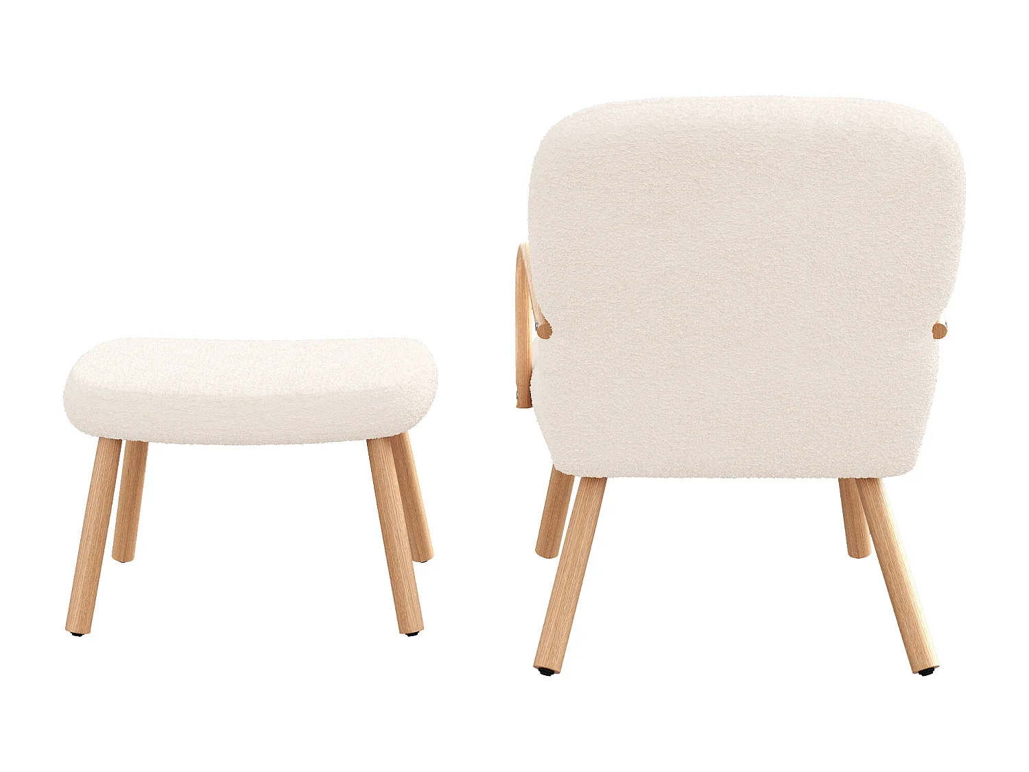 Fauteuil scandinave, revêtement en Imitation Cachemire avec repose-pied, Beige