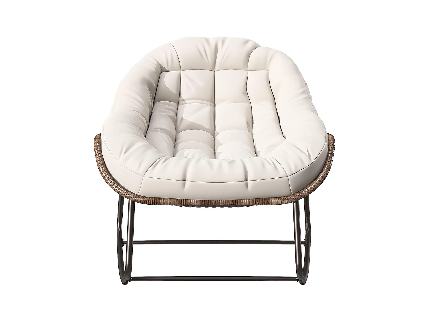 Fauteuil à Bascule - Chaise à Bascule Surdimensionnée - avec Assise Capitonnée, Beige