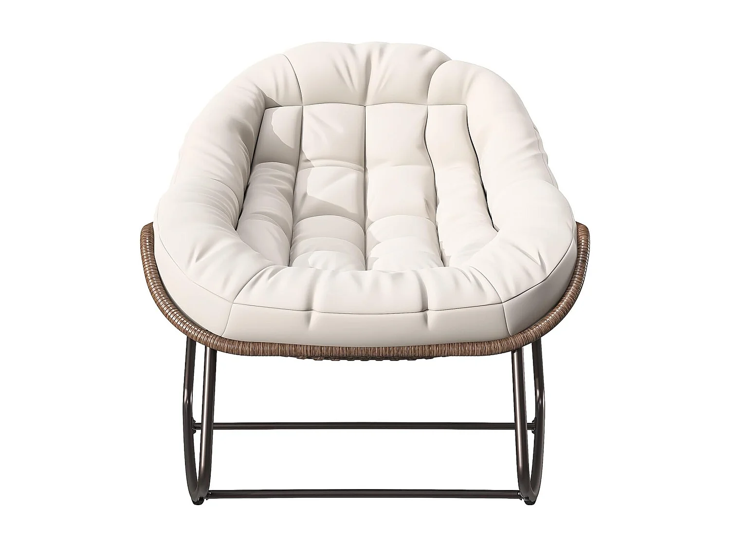 Fauteuil à Bascule - Chaise à Bascule Surdimensionnée - avec Assise Capitonnée, Beige