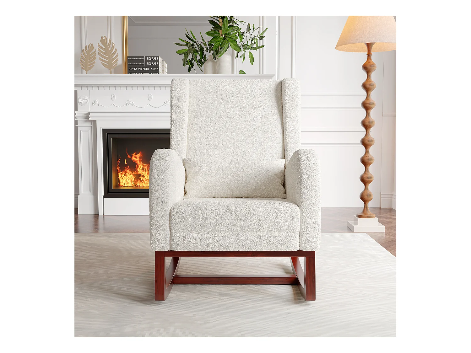 Fauteuil à bascule, Chaise à Bascule - Jambes Rétractable Chaise - Blanc