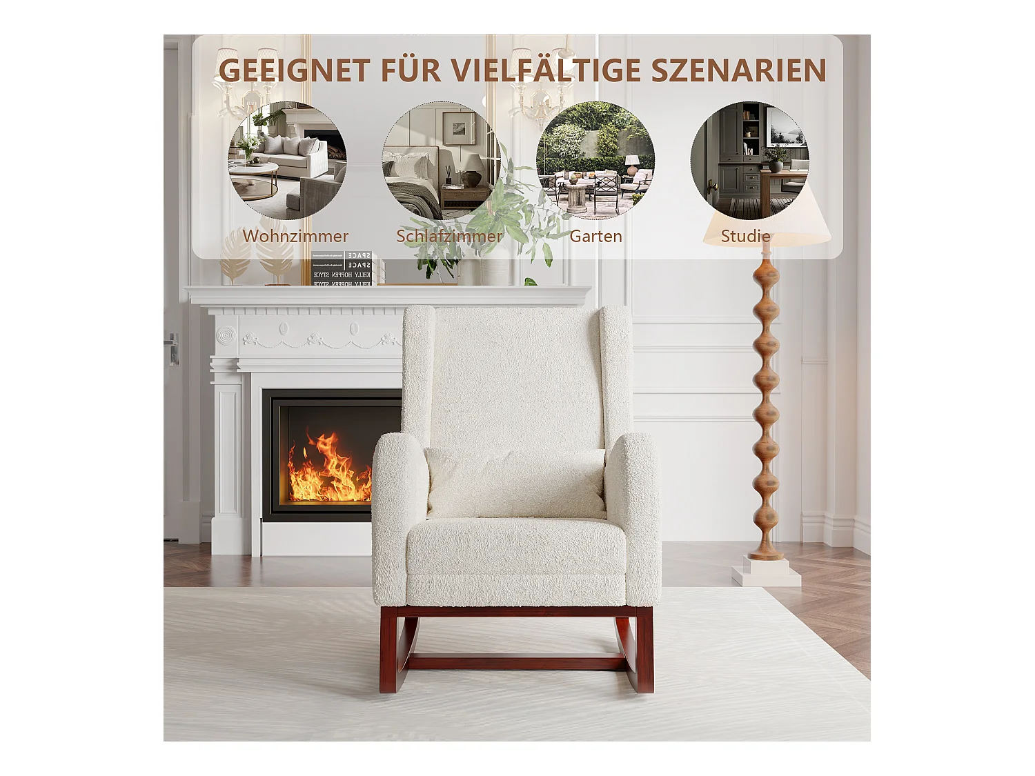 Fauteuil à bascule, Chaise à Bascule - Jambes Rétractable Chaise - Blanc