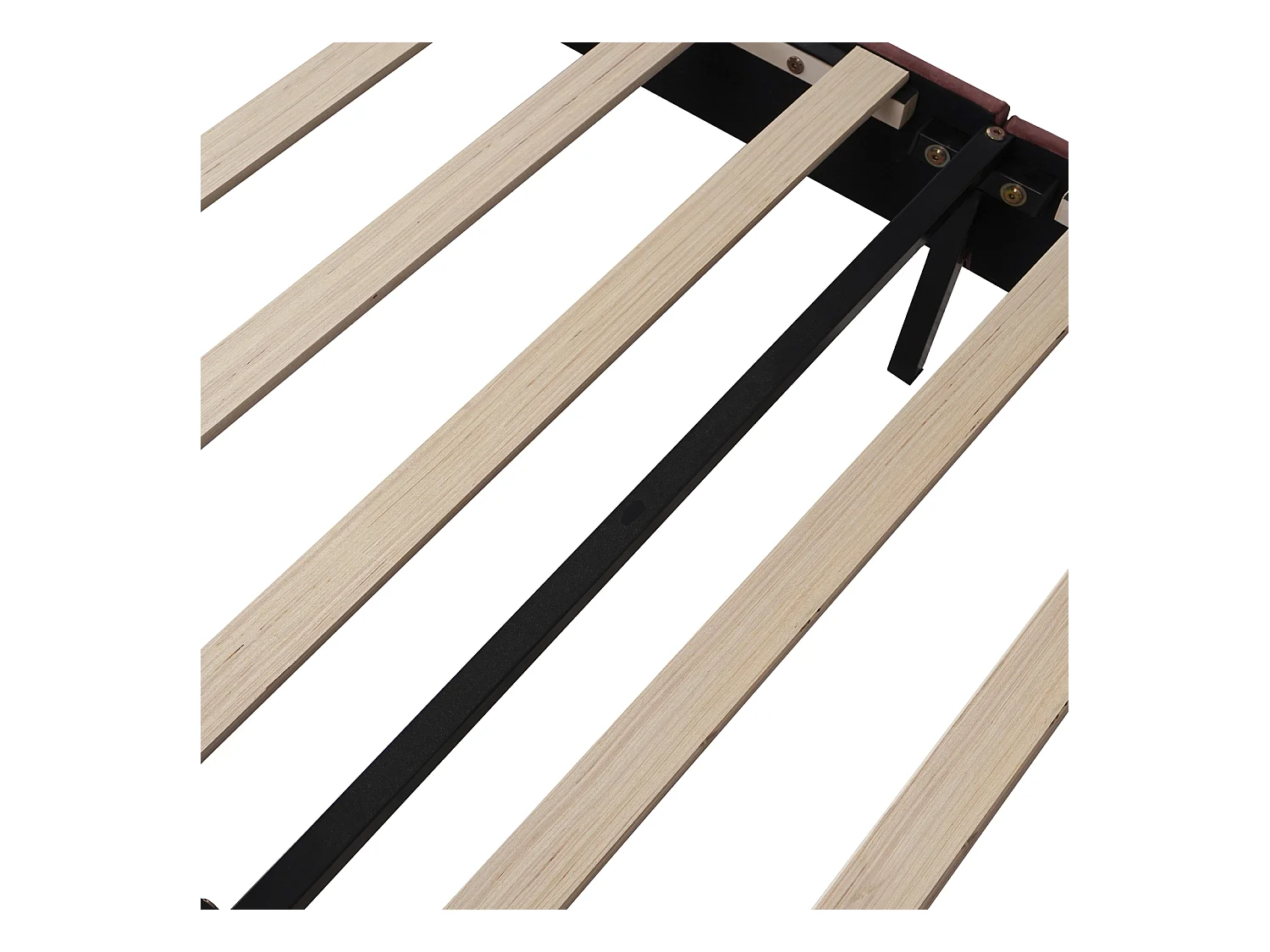 Lit simple capitonnés 90 x 200 cm, tête de lit en forme de fleur, sommier à lattes, velours, Rouge