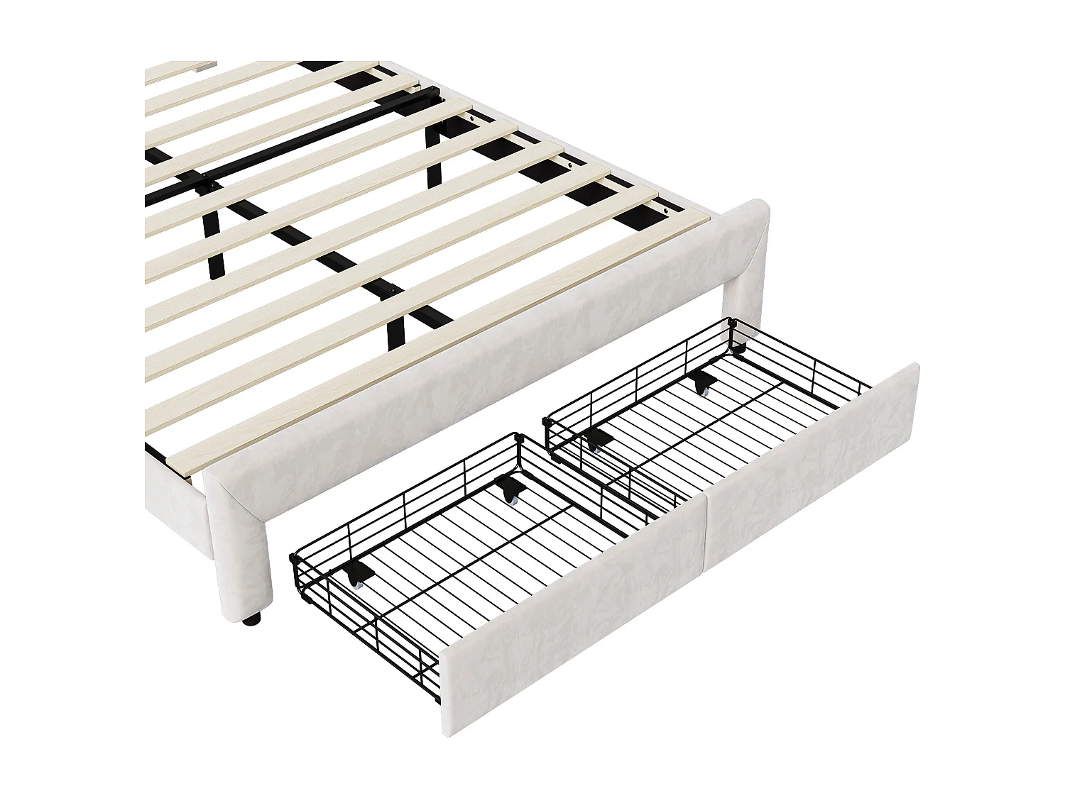 Cama estofada 140x200 cm, cama de casal com iluminação LED e 2 gavetas, para adultos e adolescentes