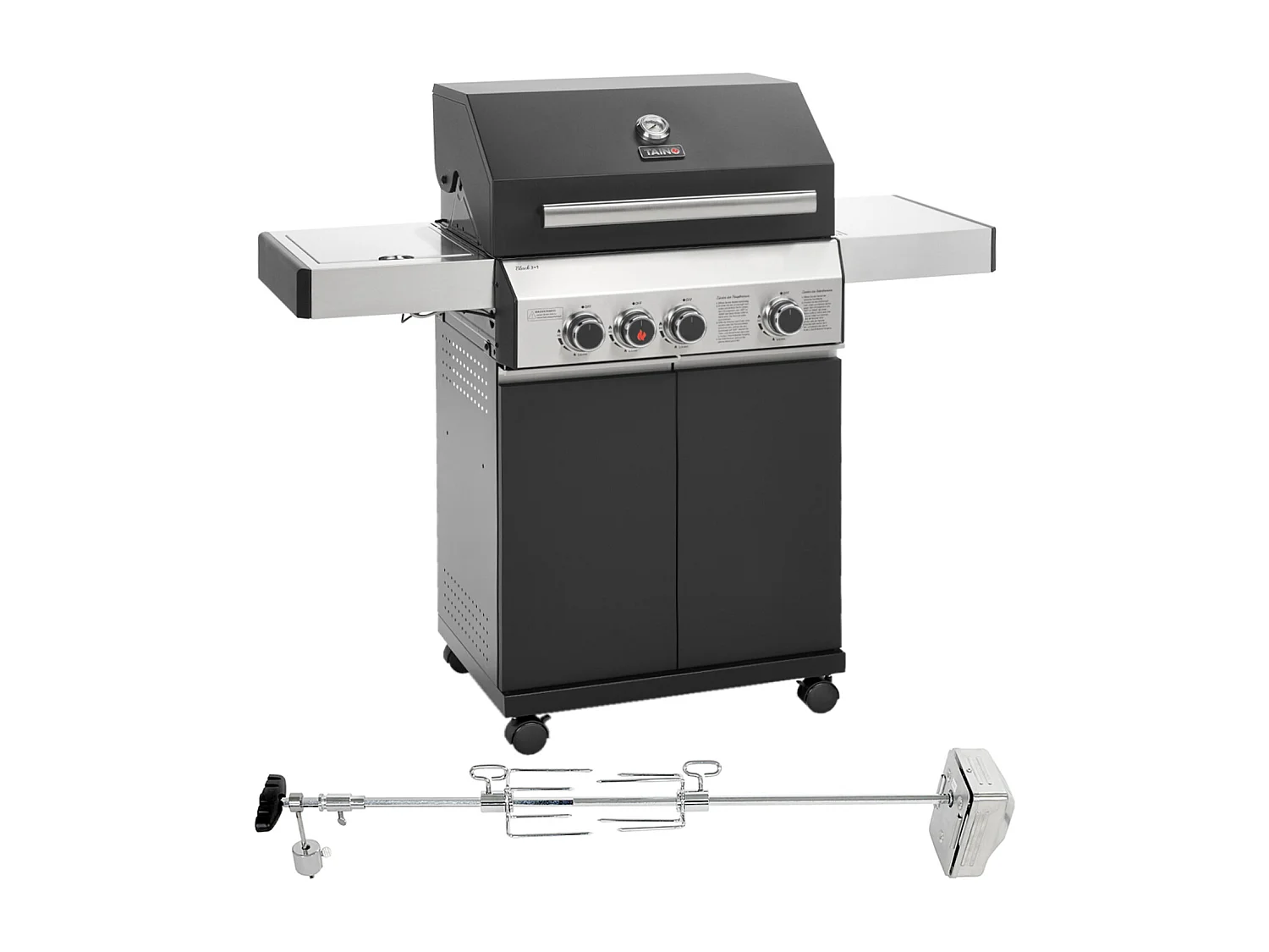 Gasgrill BLACK 3+1 + Drehspieß-Set