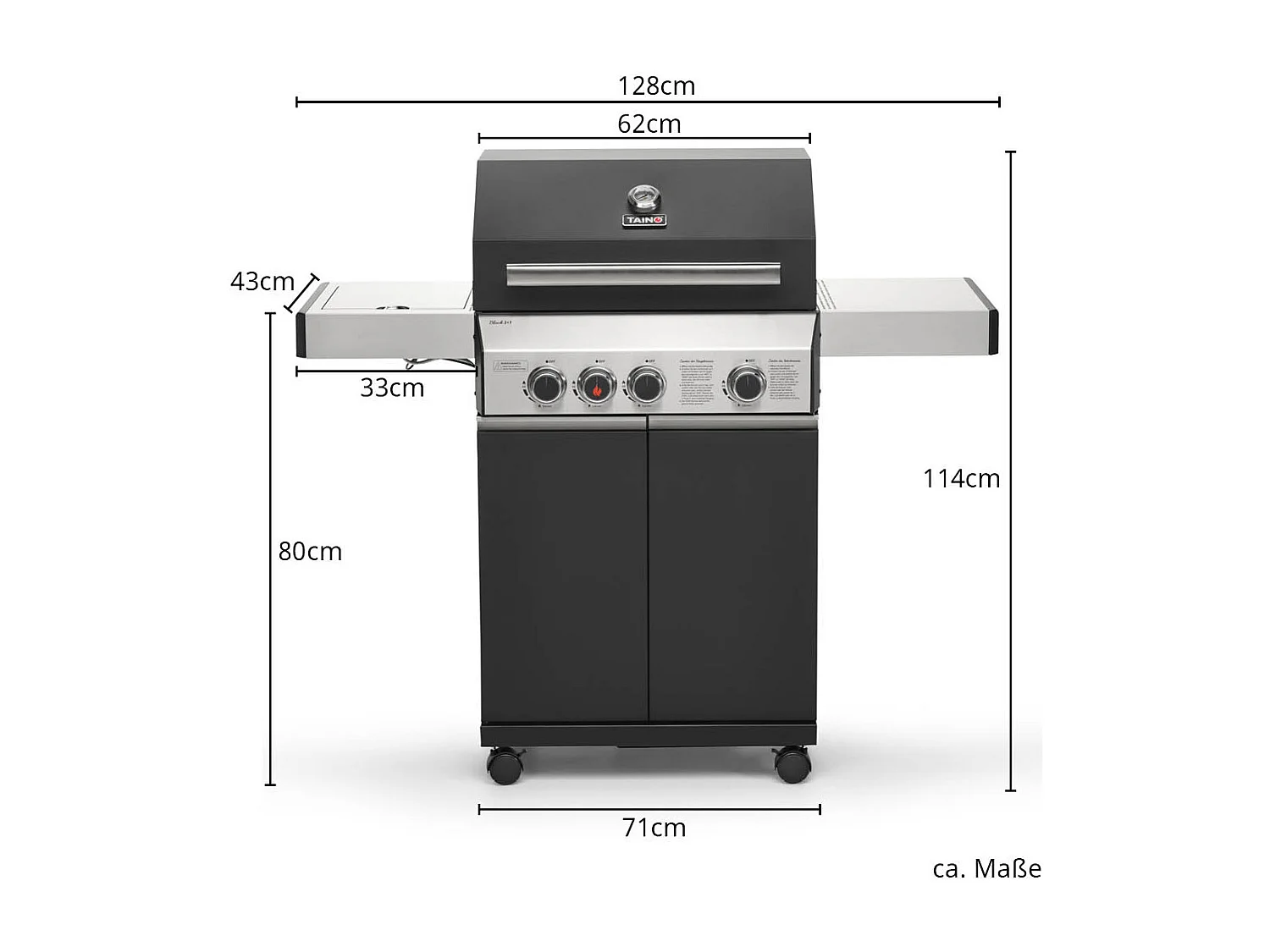 Gasgrill BLACK 3+1 + Drehspieß-Set