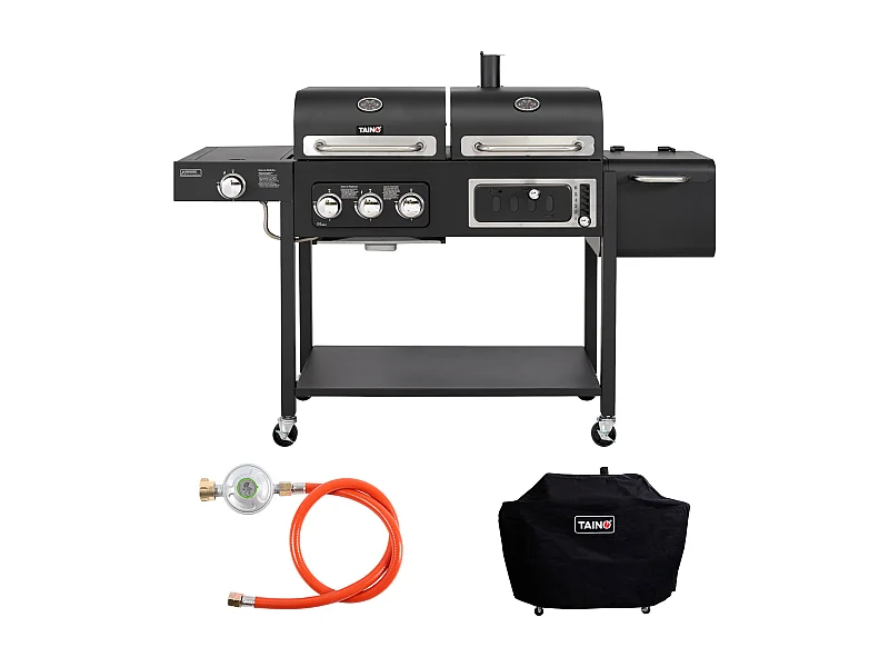 GASGRILL und Smoker HERO DUO Set inkl. Abdeckhaube und Gasdruckregler
