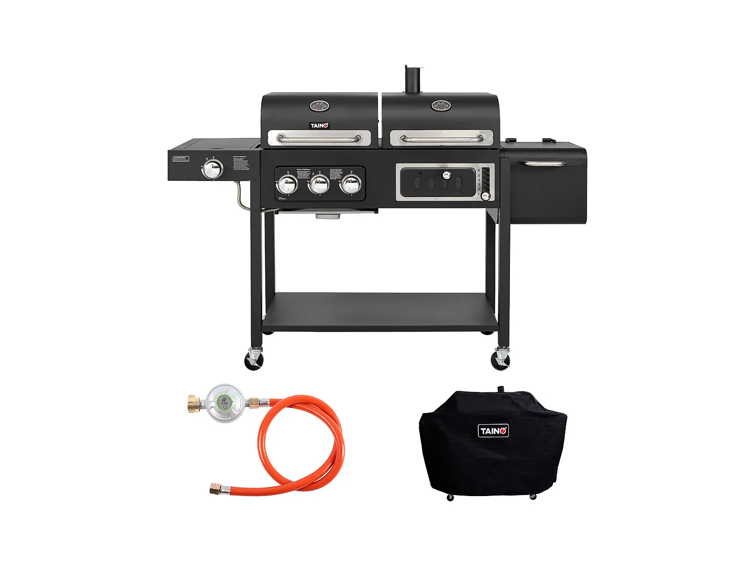 GASGRILL und Smoker HERO DUO Set inkl. Abdeckhaube und Gasdruckregler