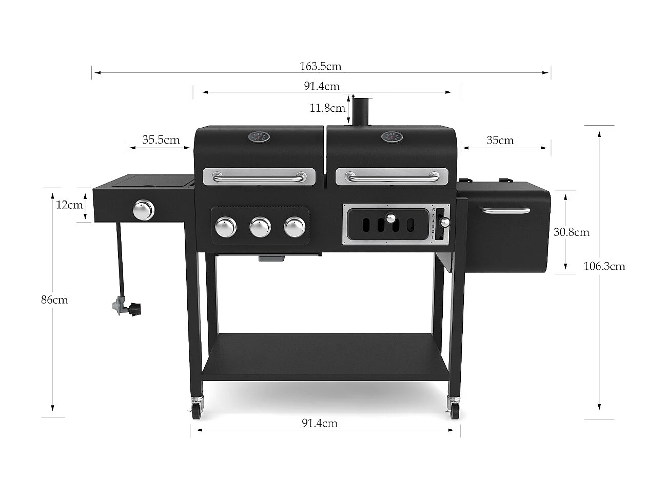 GASGRILL und Smoker HERO DUO Set inkl. Abdeckhaube und Gasdruckregler