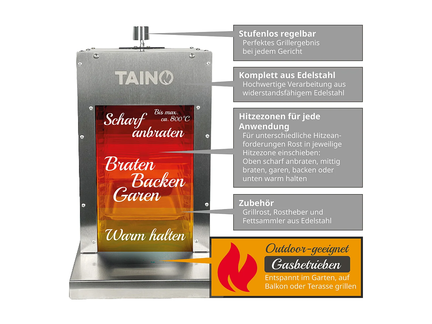 OBERHITZEGRILL Gas Edelstahl