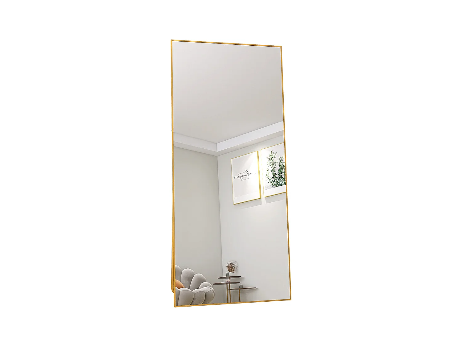 Miroir sur Pied 180x80 cm, Cadre Aluminium Doré, Miroir Mural Moderne à Poser ou Suspendre