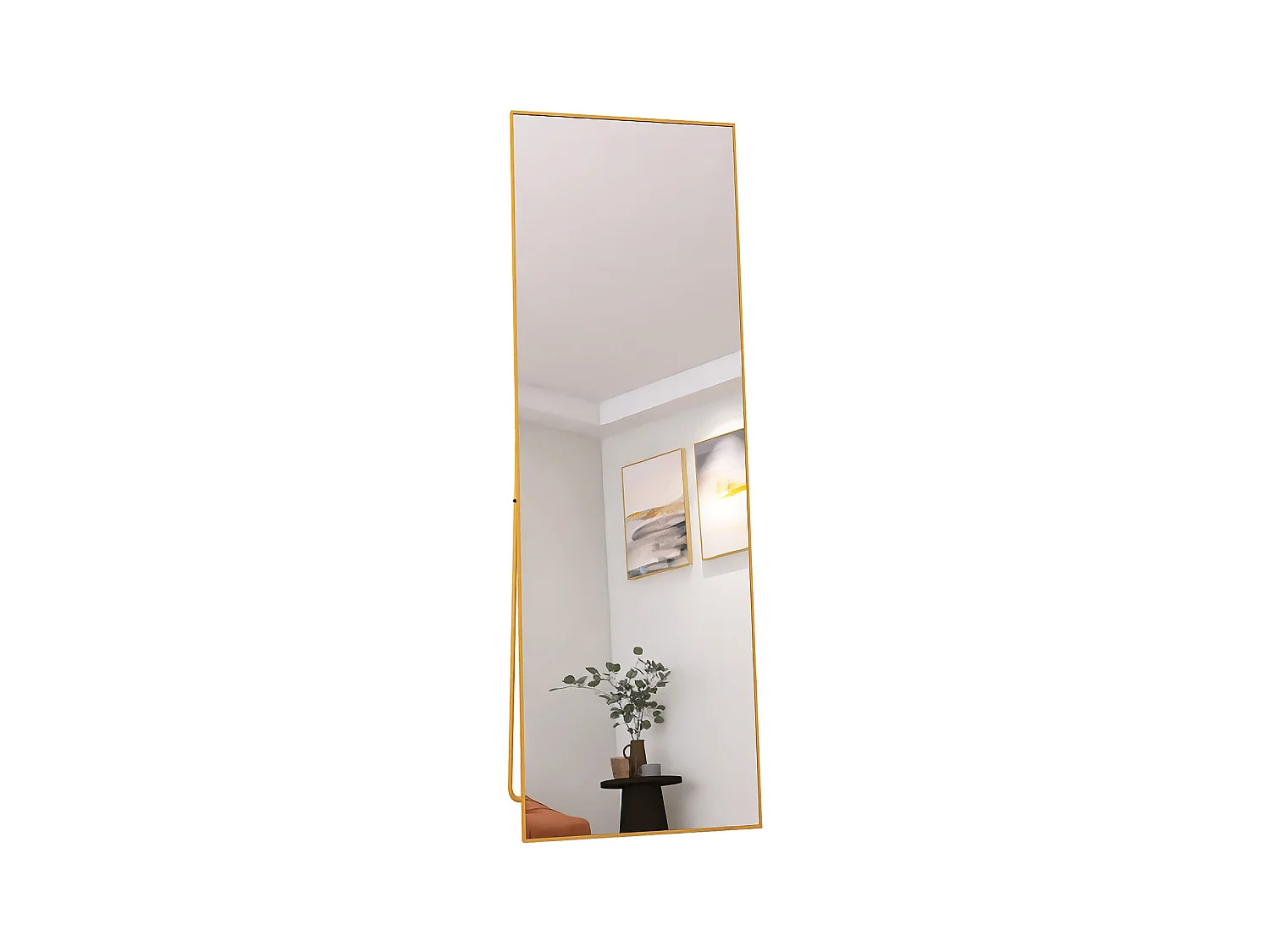 165x60 cm Standspiegel, Gold Aluminiumrahmen, Moderner Wandspiegel zum Stellen oder Aufhängen