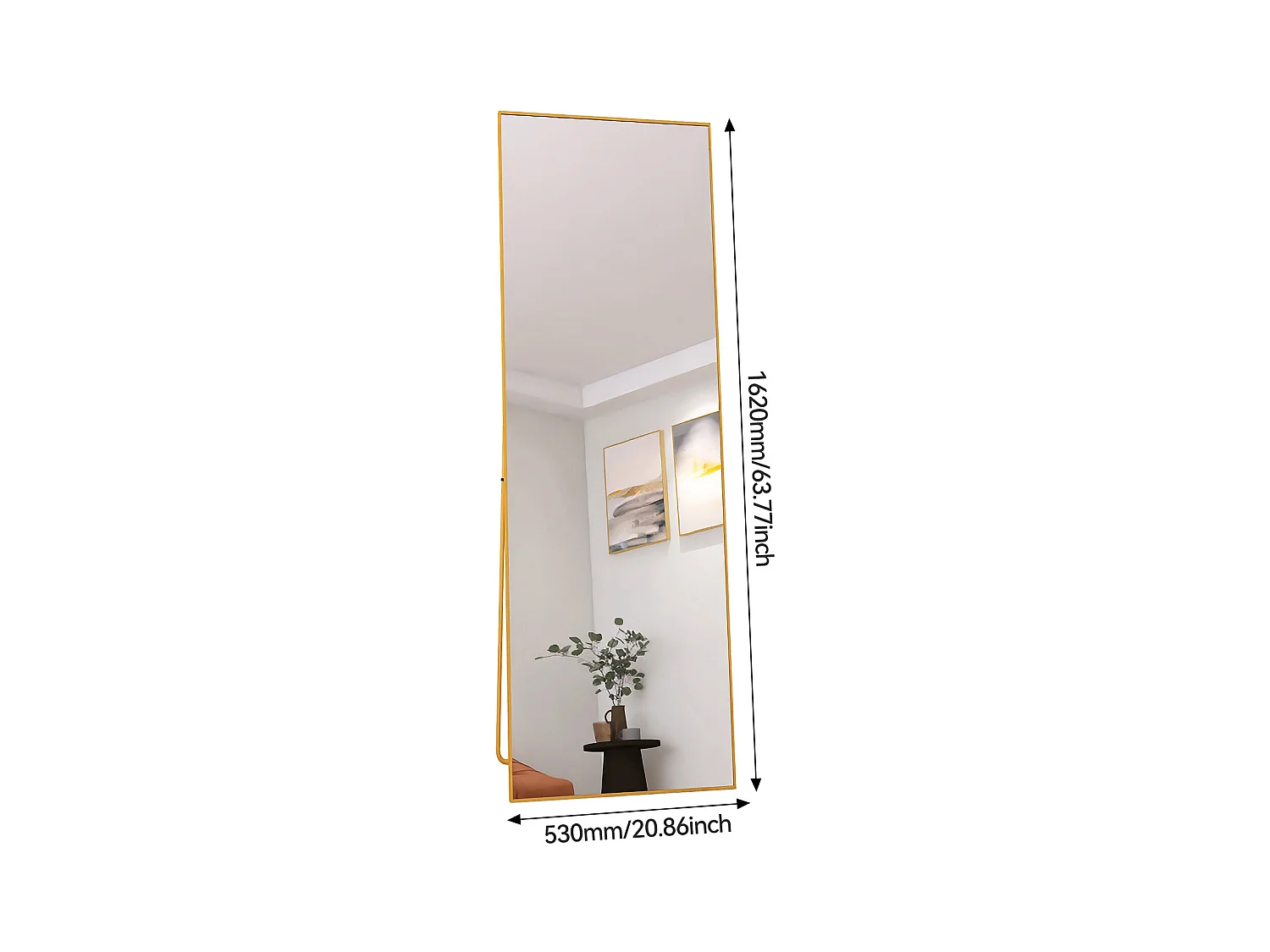 162x53 cm Standspiegel, Gold Aluminiumrahmen, Moderner Wandspiegel zum Stellen oder Aufhängen