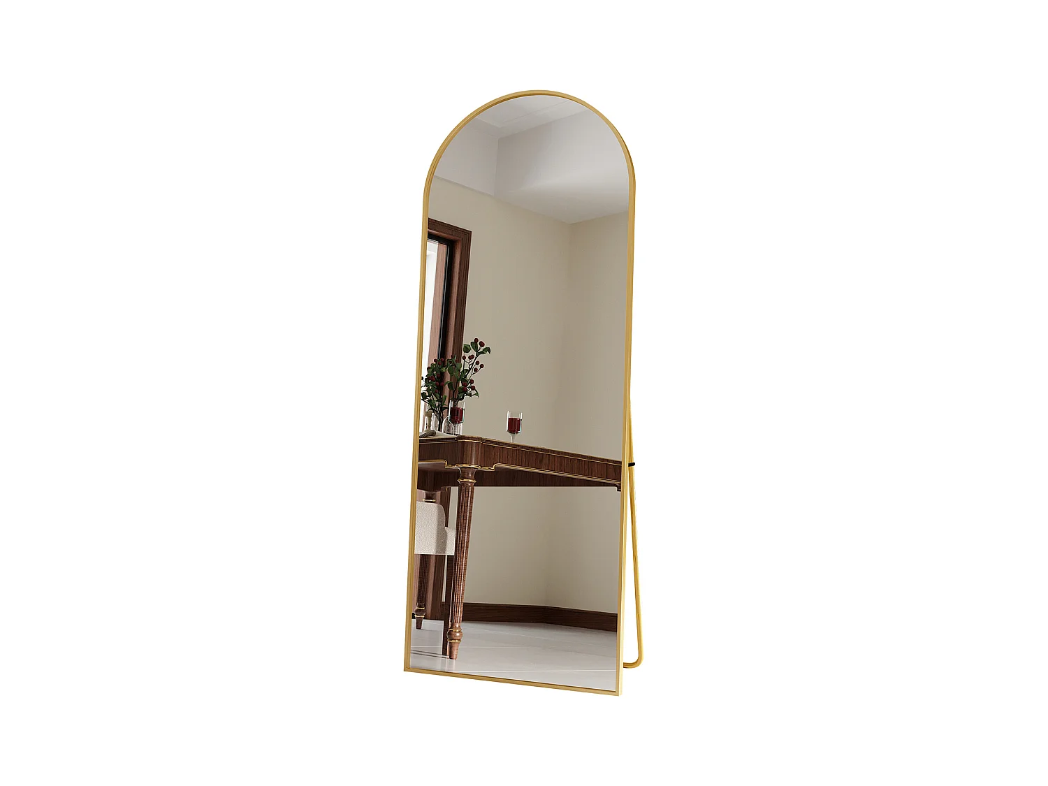 Miroir complet arqué, 165 x 60 cm, pleine longueur, monté au mur, miroir de sol, pour le salon, Doré